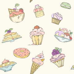Seamless pattern of cakes