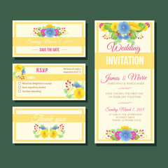 yellow wedding Invitation template.