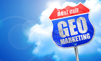 geo marketing, 3D rendering, blue street sign