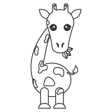 flat design Cute giraffe cartoon icon vector illustration