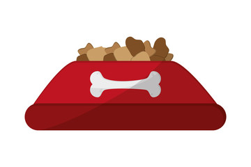 flat design dog food bowl icon vector illustration