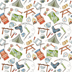 Seamless camping pattern