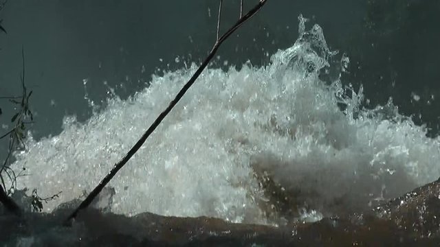 Various short clips of Iguacu waterfalls, wide shots and close ups from above.