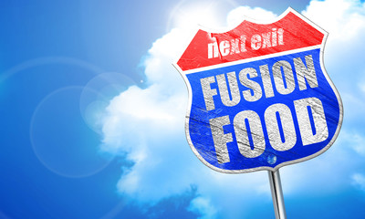 fusion food, 3D rendering, blue street sign