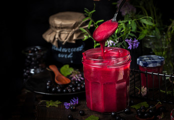 Homemade black currant curd (jam)