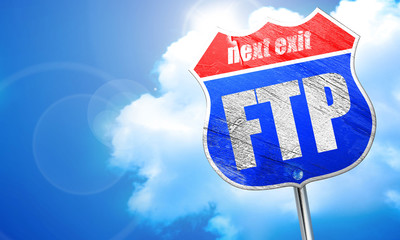 ftp, 3D rendering, blue street sign