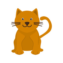 flat design cute cat cartoon icon vector illustration