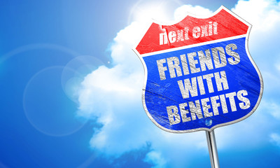 friends with benefits, 3D rendering, blue street sign