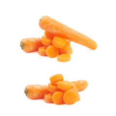 Pile of baby carrot slices isolated