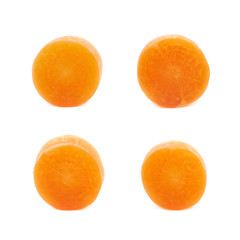 Single baby carrot slice isolated