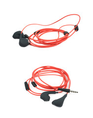 Fototapeta premium Pair of red headphones isolated