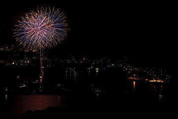漁港の祭りの花火　日南市栄松漁港