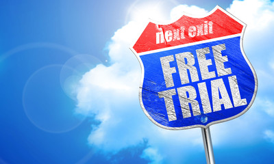 free trial, 3D rendering, blue street sign