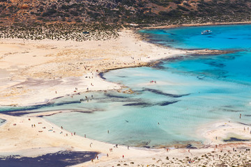 View of the beautiful beach in Balos Lagoon, Crete