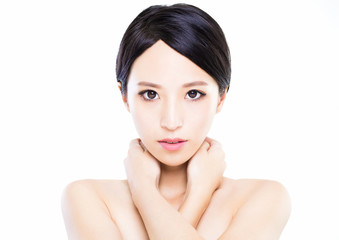 Fototapeta premium closeup young woman face with clean skin
