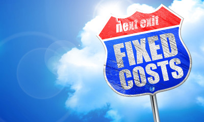 fixed costs, 3D rendering, blue street sign