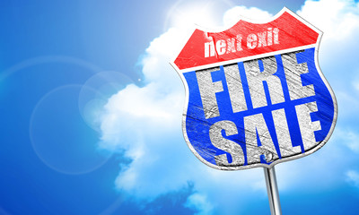 fire sale, 3D rendering, blue street sign