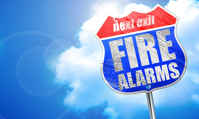 fire alarms, 3D rendering, blue street sign