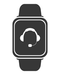 flat design smart watch with headgear on screen icon vector illustration