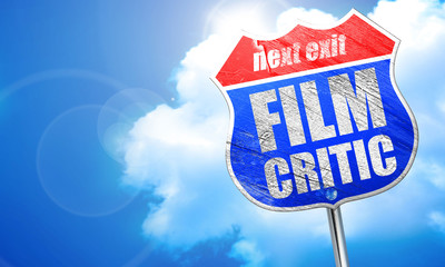 film critic, 3D rendering, blue street sign