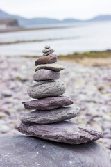 Pile of zen stones on beach
