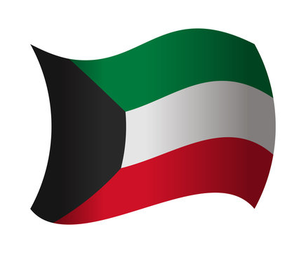 kuwait flag waving in the wind