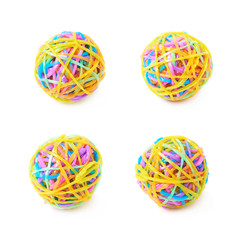 Ball made of loom bands isolated