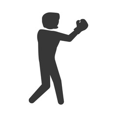 Boxing concept represented by boxer silhouette icon. Isolated and flat illustration