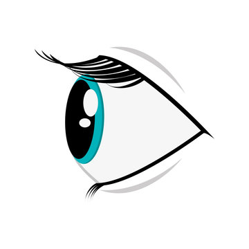 Flat Design Cartoon Eye Profile Icon Vector Illustration