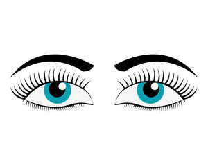 flat design female cartoon eyes icon vector illustration