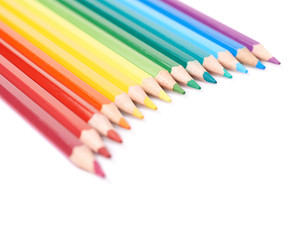 Multiple colorful color pencils composition
