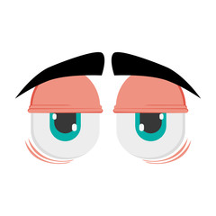 flat design tired cartoon eyes icon vector illustration