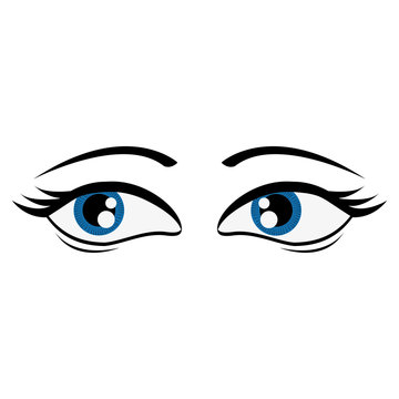 flat design tired femenine cartoon eyes icon vector illustration
