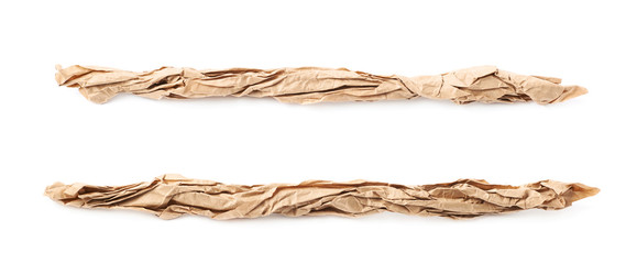 Line of crubled paper isolated