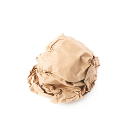 Crumbled paper ball isolated