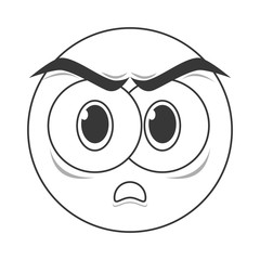 flat design angry face emoticon icon vector illustration