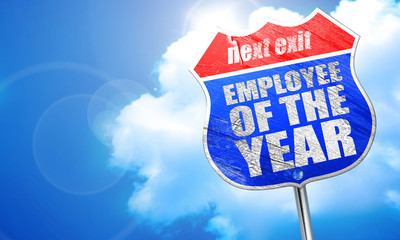 employee of the year, 3D rendering, blue street sign