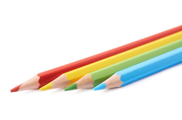 Four drawing pencils composition isolated