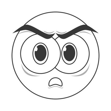 flat design angry face emoticon icon vector illustration