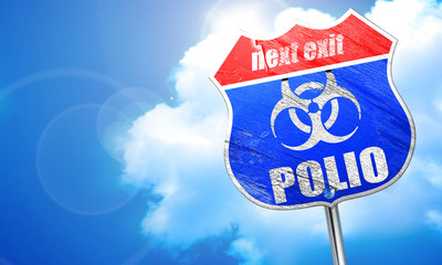 Polio concept background, 3D rendering, blue street sign