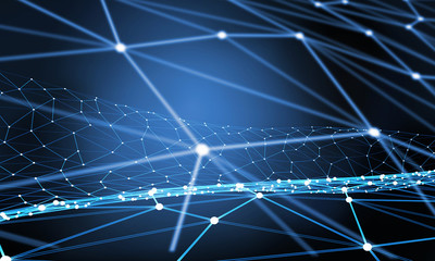 Connected lines background . Mixed media