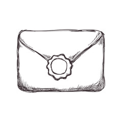Email concept represented by envelope icon. Isolated and sketch illustration
