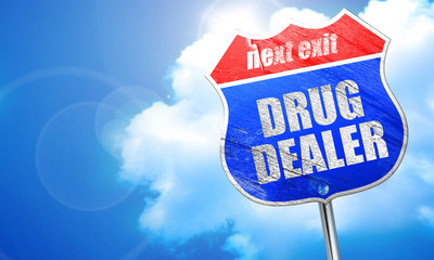 drug dealer, 3D rendering, blue street sign