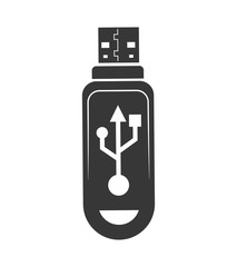 Gadget and technology concept represented by usb silhouette icon. Isolated and flat illustration