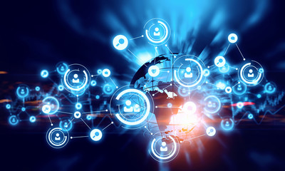 Social networking scheme . Mixed media