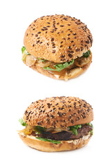 Handmade hamburger isolated