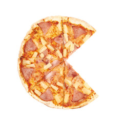 Hawaiian pizza composition isolated