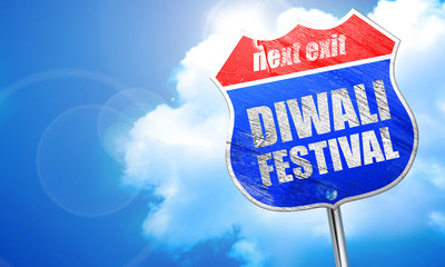 diwali festival, 3D rendering, blue street sign