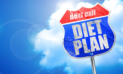 diet plan, 3D rendering, blue street sign