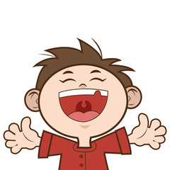 flat design happy young boy icon vector illustration